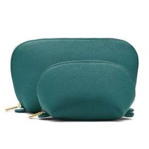 Cuyana Leather Travel Case Set in Jade